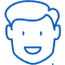 Smiling boy's face outline icon representing pediatric dental care